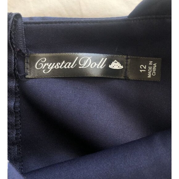 NWT Crystal Doll Floral Sleeveless Dress Girls 12 Navy Formal Easter Dance - Picture 4 of 10